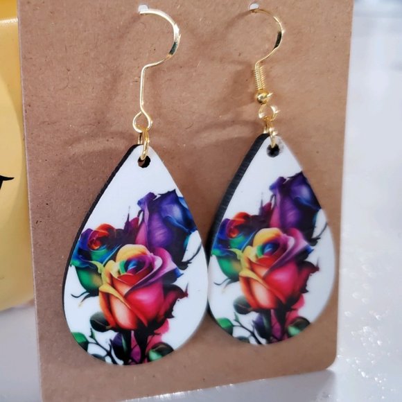 Beautiful Roses Teardrop Earrings - Picture 2 of 5